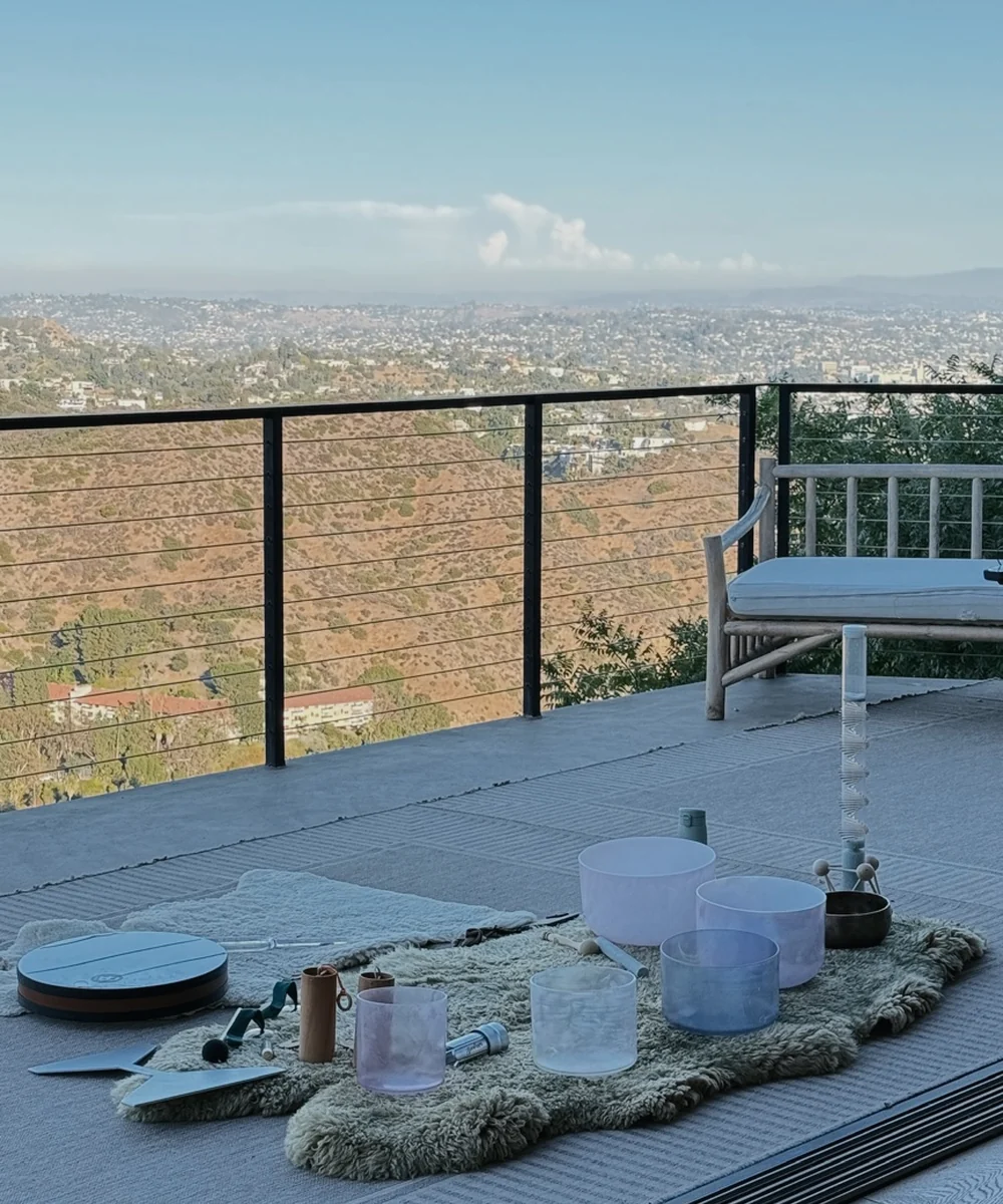 The Nest terrace overlooking the Hollywood Hills